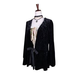 Crushed Velvet Whimsigoth Blazer Size XL Victorian Regency Boho Ribbon Ruffle